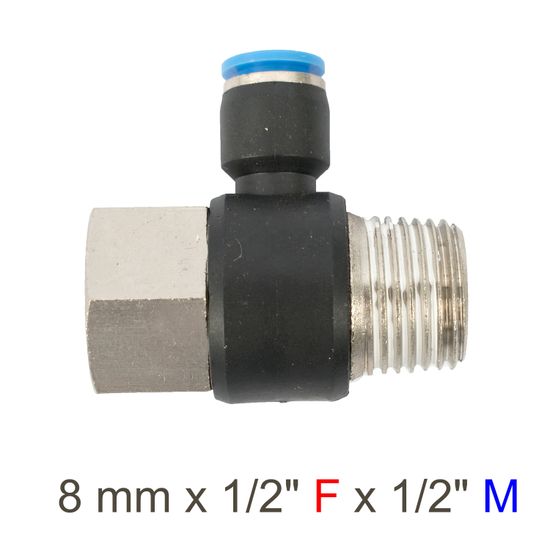 AIRCRAFT Pu Hose Fitting Tee 8mm X 1/2'f X 1/2'm